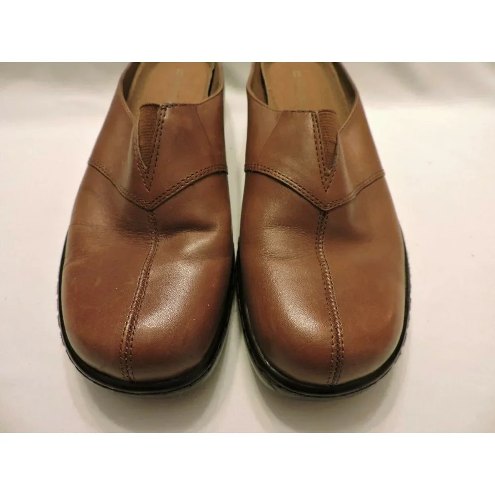 Naturalizer Mardi Mules Leather Clogs Brown Slip On Shoes Flats Womens 7.5M - Picture 2 of 4
